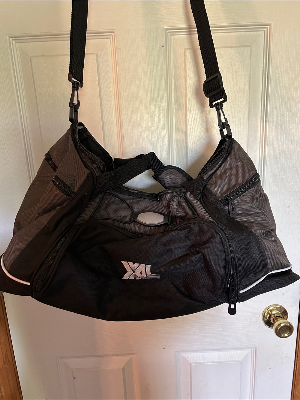 XL branded Black and Gray Men's Duffel Bag with Shoulder Strap